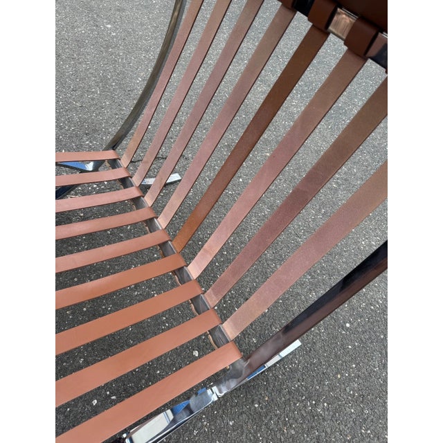 Set of 4 Vintage Knoll Barcelona Chairs by Mies Van Der Rohe Brown Leather Lounge Mid-Century For Sale - Image 10 of 15
