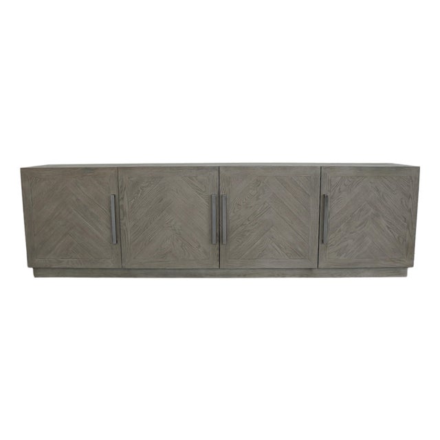 Restoration Hardware Herringbone 4-Door Media Console For Sale