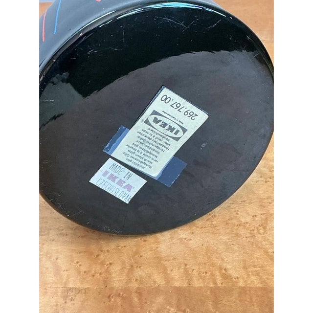 Vintage Ikea “Crystalex” Postmodern Black Ceramic Vase For Sale - Image 10 of 12