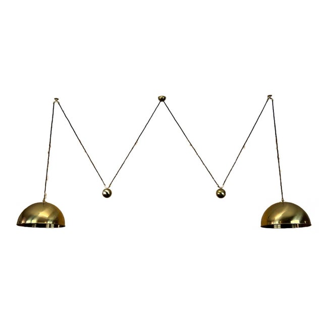 Mid-Century Brass Double Counterbalance Pendant Lamp by Florian Schulz For Sale - Image 13 of 14
