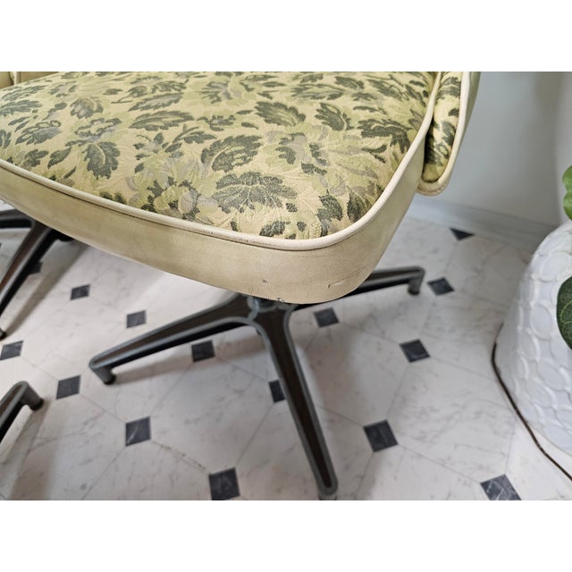 Five original Brody swivel kitchen chairs, still wearing their rare original textured floral vinyl — this is the real...