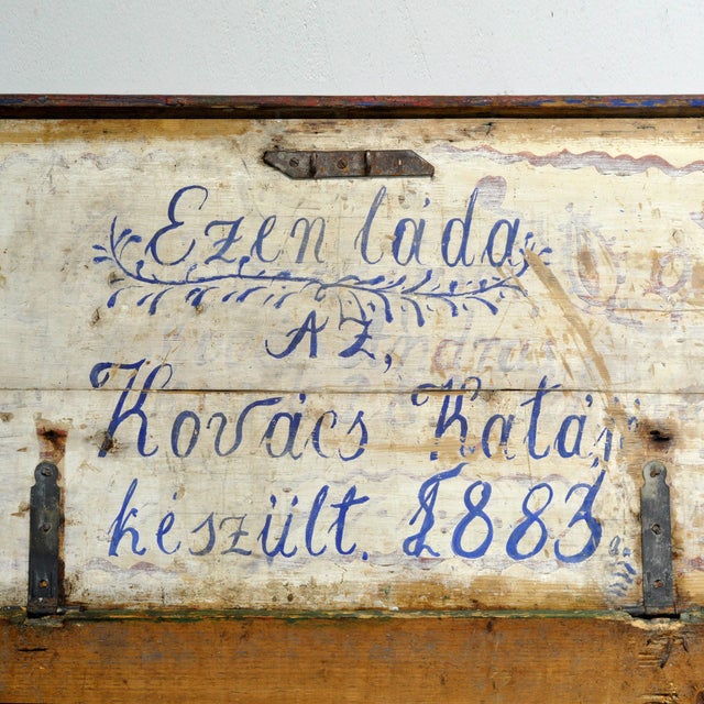 Late 19th Century Folk Art Bridal Chest, 1883 For Sale - Image 5 of 14