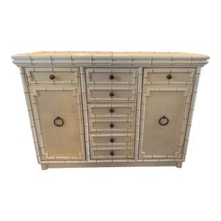 1960s Vintage Mid Century Faux Bamboo Bar Cabinet For Sale