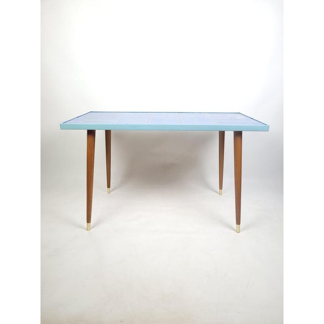 Vintage Rockabilly Coffee Table with Blue Finish, 1950s For Sale - Image 3 of 11