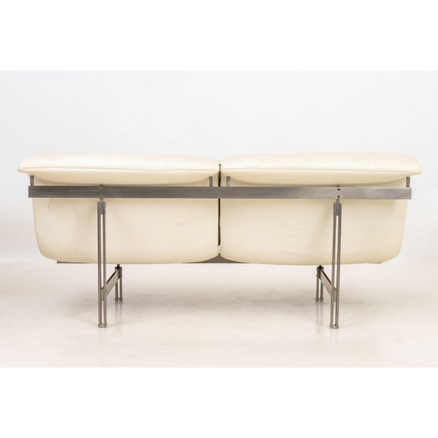 Cream Saporiti Italia "Wave" Leather Two-Seat Sofa For Sale - Image 8 of 9