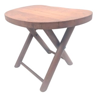 Mid 20th Century Wood "Fold & Carry" Collapsible Stool For Sale