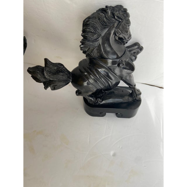 Mid 20th Century Mid-Century Modern Raging Horses Blank Onyx Bookends - a Pair For Sale - Image 5 of 9