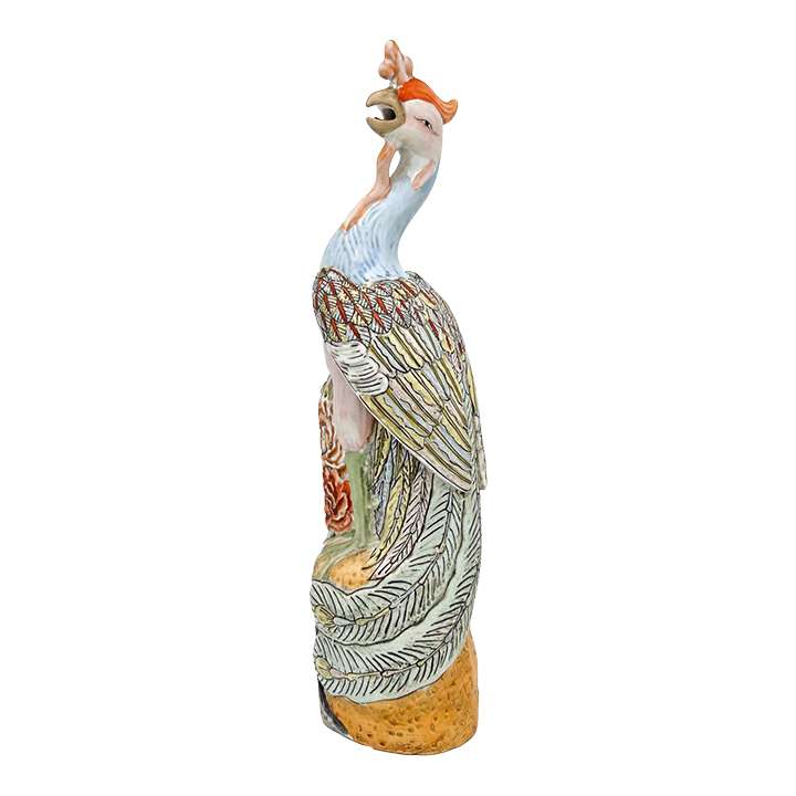 Vintage Chinese Export Hand-Painted Porcelain Phoenix Bird