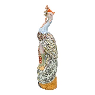 Vintage Chinese Export Hand-Painted Porcelain Phoenix Bird Figurine For Sale
