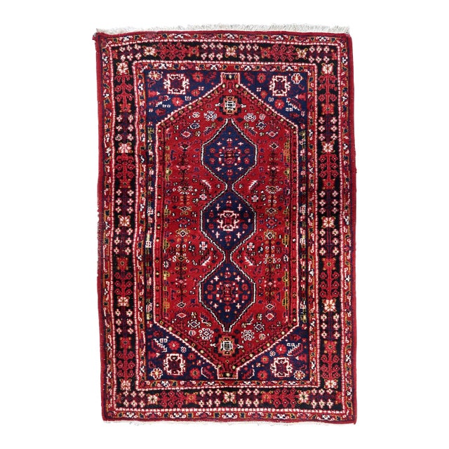1970s Handmade Vintage Persian Shiraz Rug 3.1' X 4.9' For Sale