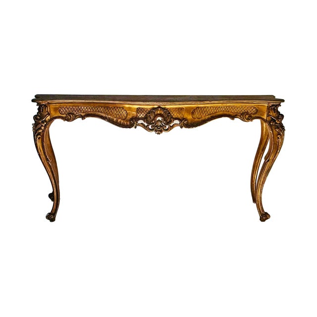 Wood Italian Carved Gilt Wood Console Table For Sale - Image 7 of 7