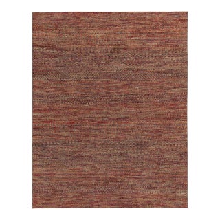Rug & Kilim’s Modern Rug in a Red & Orange-Brown Striae, Geometric Patterns For Sale