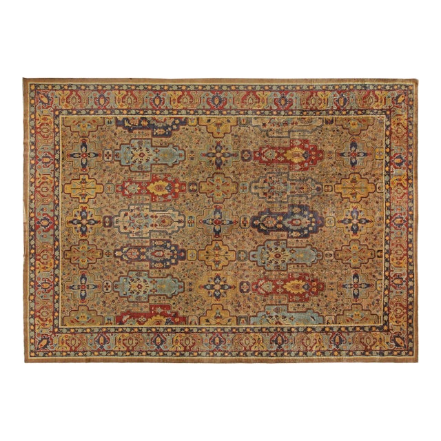 Early 20th Century Colorful Indian Handmade Wool Carpet For Sale