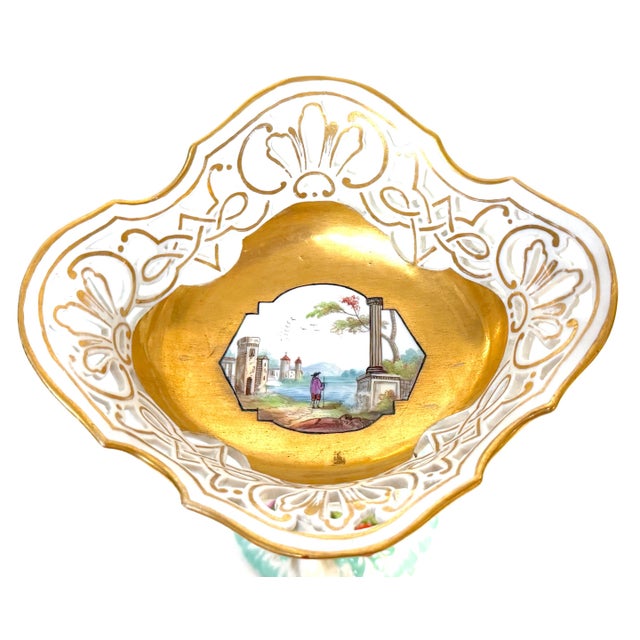Pair KPM Berlin Rococo Revival Porcelain Figural Tazza, Reticulated Gilt Bowls For Sale - Image 14 of 18