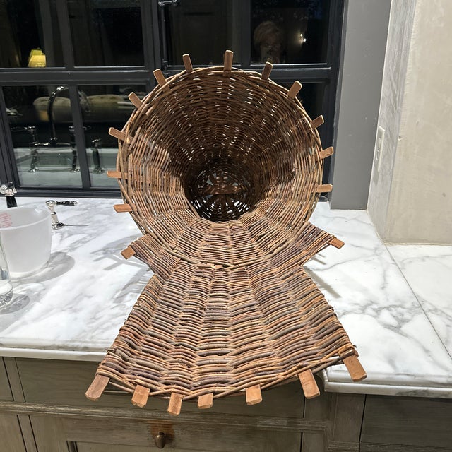 19th Century Antique Wicker and Wood Hanging French Harvesting Basket For Sale - Image 5 of 7