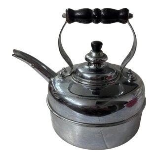 1970s Simplex Solid Copper Chrome Clad Tea Kettle Made in England For Sale