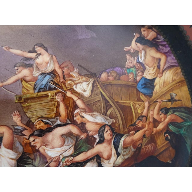 Large Hand-Painted Wall Charger Plate Depicting Roman Battle with Semi Nude Sabine Woman, 1866 For Sale - Image 14 of 18
