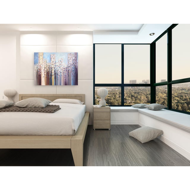 Textile Skyline - Abstract Muted Color Textured Impasto Cityscape Oil Painting Original Artwork by Ekaterina Ermilkina For Sale - Image 7 of 7