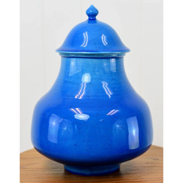 Mid 20th Century Mid Century Modern Blue Glazed Raymor Italian Pottery Jar For Sale - Image 5 of 13
