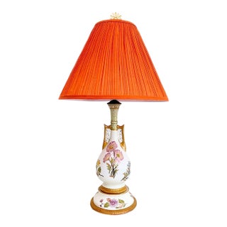 1950s Botanical Vase Lamp & Shade For Sale