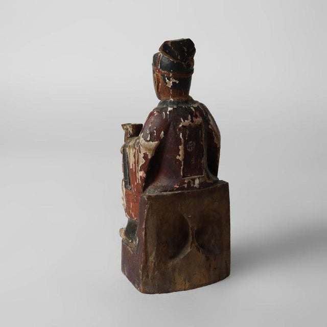 Antique Chinese Carved Wood Deity Altar Figure 18th For Sale - Image 4 of 5