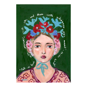 Lumi, Ancient Norse, Beekeeper, Vintage Style Mid Century Modern Oil Portrait by Alexandra Swistak