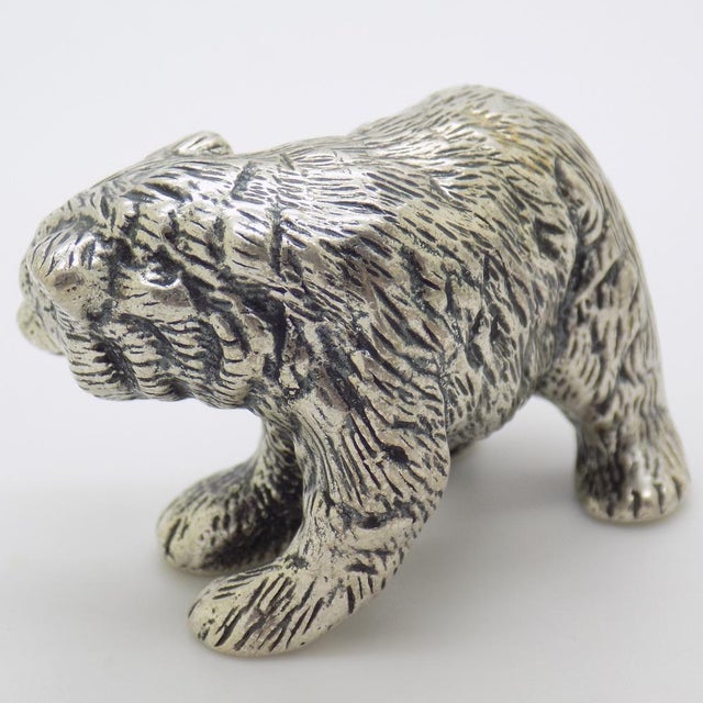 Large Vintage Italian Handmade Silver Brown Bear Cub Figurine, Novara, 1970s For Sale - Image 9 of 16
