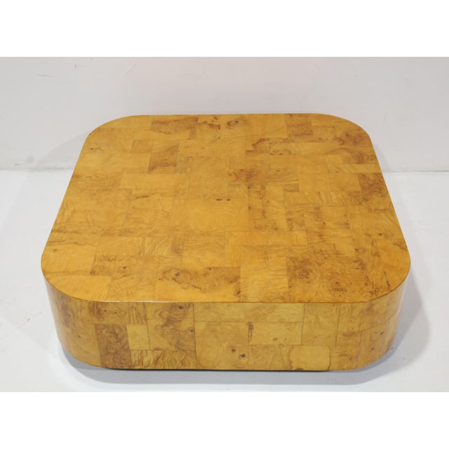 Mid-Century Modern Paul Evans Signed Burl Patchwork Cocktail Table, 48" Square For Sale - Image 3 of 8