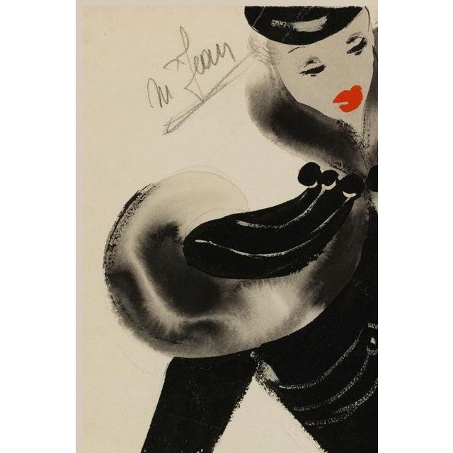 Bunny Williams Home Vintage French Fashion Art Print – Black Art Deco Illustration, 30" X 40" For Sale - Image 4 of 8