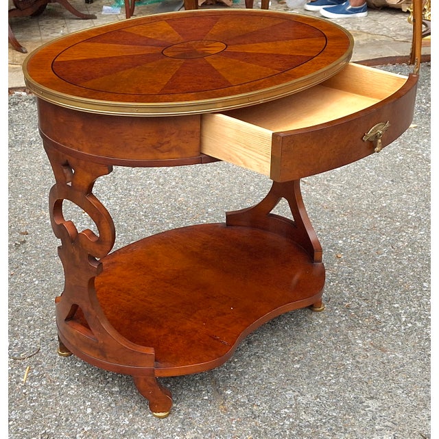 Wood John Widdicomb Biedermeier Style Brass Mounted Mahogany Side Table For Sale - Image 7 of 9