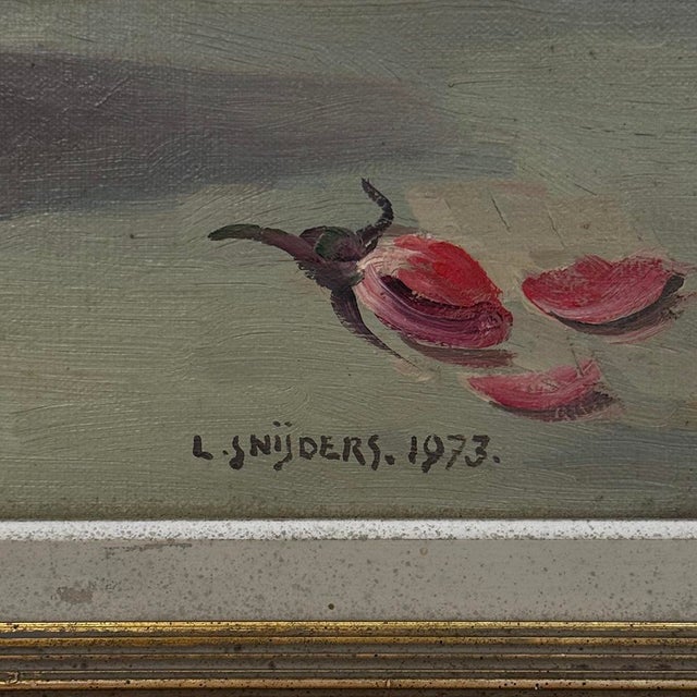 Dutch Still Life of Garden Roses in an Ironstone Tureen by L. Snijders, Dated 1973 For Sale - Image 16 of 17