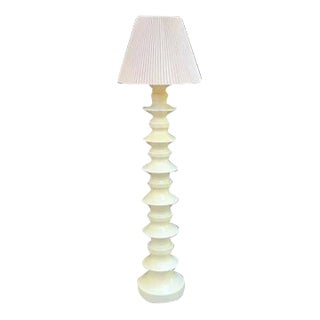 Mod White Zigzag Lucite Floor Lamp For Sale