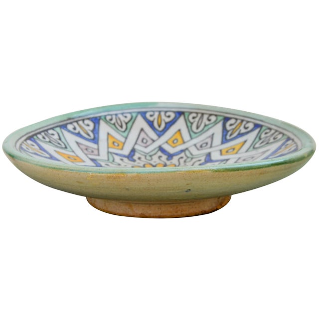 Moroccan Ceramic Plate W/ Andalusian Motif For Sale - Image 3 of 10