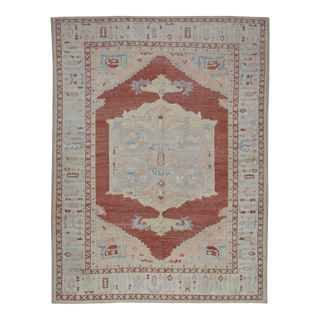 Traditional Turkish Oushak Rug 9'2" X 12' For Sale