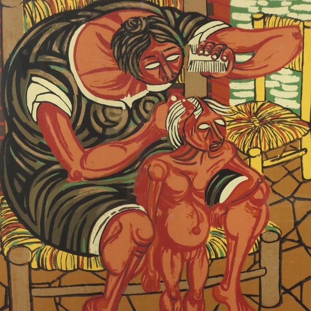 Modern Joseph Migneco, Figurative Scene, Oil on Canvas For Sale - Image 3 of 13