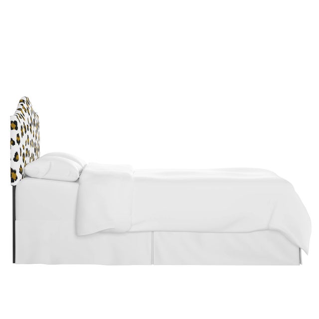 Transitional Kenmore Headboard in Ochre Brush Cheetah, Full For Sale - Image 3 of 5