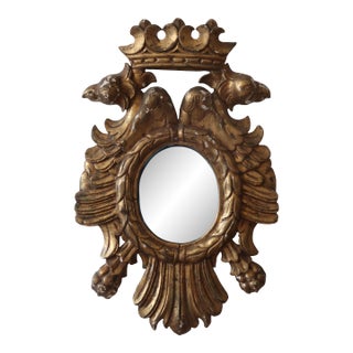 Antique European Giltwood Double Eagle Wall Mirror For Sale