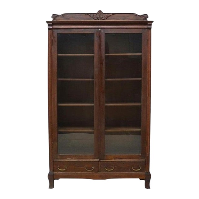 Horner Inspired Arts & Crafts 2-Door 2-Drawer Oak Bookcase C1920 For Sale
