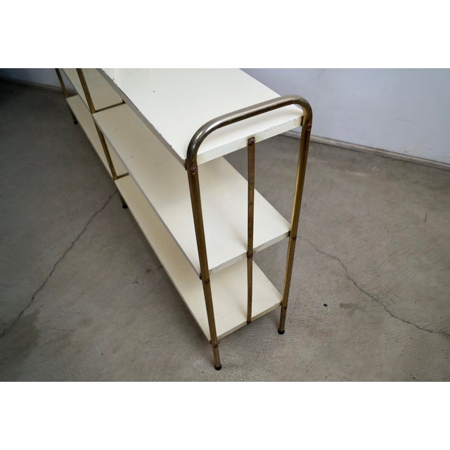 1950’s Mid-Century Modern Brass & Metal Double Shelf For Sale - Image 12 of 12