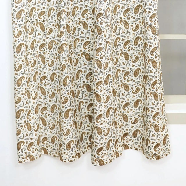 Decorative Coloured Linen Curtain Hand Block Print With Floral Motifs Size 54"Wx89"L- Keri Jaal For Sale - Image 6 of 6