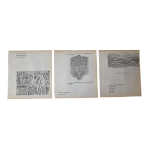 Vintage Mid 20th C. Abstract Black & White Paul Klee Lithographs - Set of 3