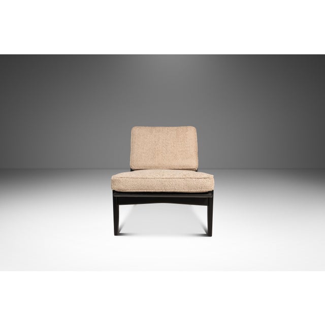 Set of Two (2) Danish Modern Ebonized Lounge Chairs in Bouclé Attributed to Ib Kofod Larsen for Selig, Denmark, C. 1950's For Sale - Image 10 of 18