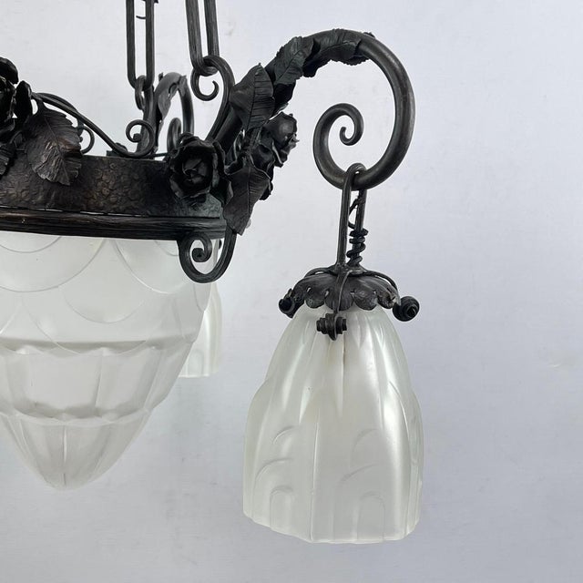 1930s Art Deco Chandelier from Dégue, 1930s For Sale - Image 5 of 11