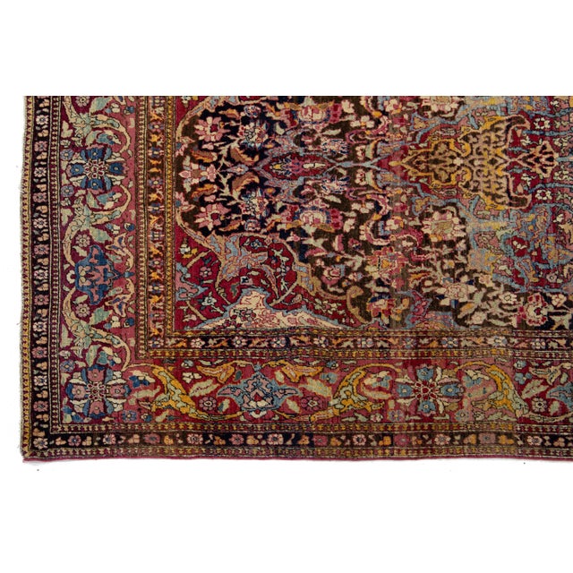 1900 - 1909 Antique Kerman Persian Wool Rug With a Multicolored Allover Floral Design For Sale - Image 5 of 7