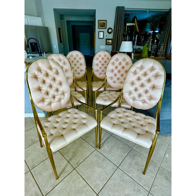 Set 6 Brass Dining Armchairs by Mastercraft For Sale - Image 17 of 17
