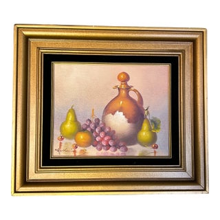 1950’s Original Modernist Fruit and Jug Still Life Painting For Sale