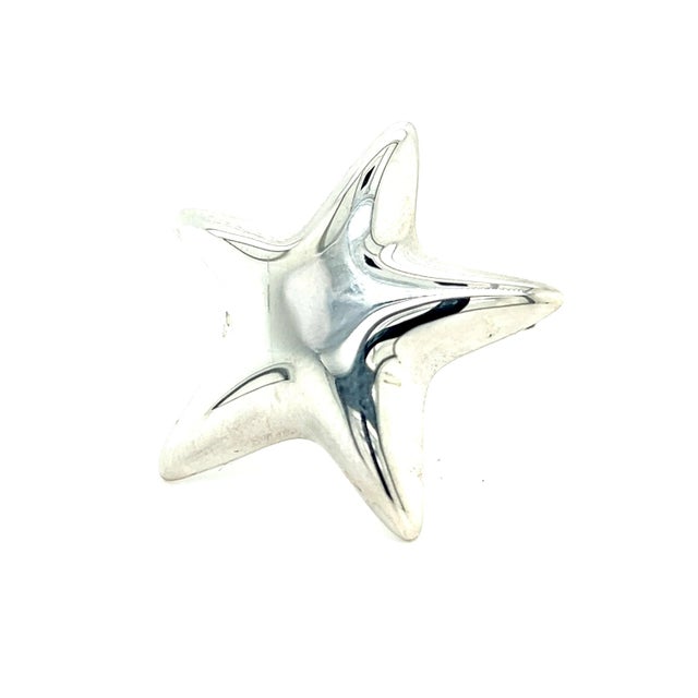 Metal 1990s Tiffany & Co Estate Puffed Star Brooch Sterling Silver For Sale - Image 7 of 8
