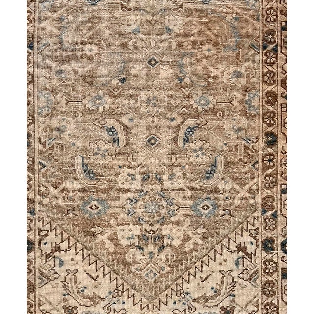 Antique Circa 1920 Light Gray Malayer Hand Knotted Runner 3ft 5in X 12ft 7in For Sale In New York - Image 6 of 6