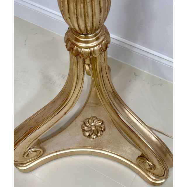 Nancy Corzine Silver Leaf Carved Wood Floor Lamp, Adjustable Height For Sale - Image 9 of 11