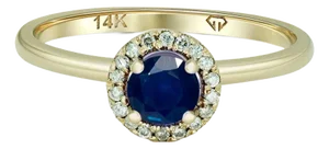 Diamonds Halo Sapphire Ring in 14 Karat Gold